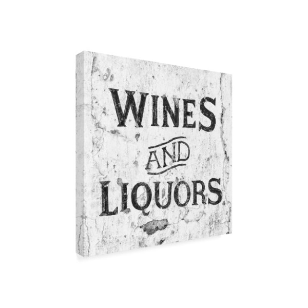 Philippe Hugonnard 'Made In Spain 3 Wines And Liquors Sign B&W' Canvas Art,18x18